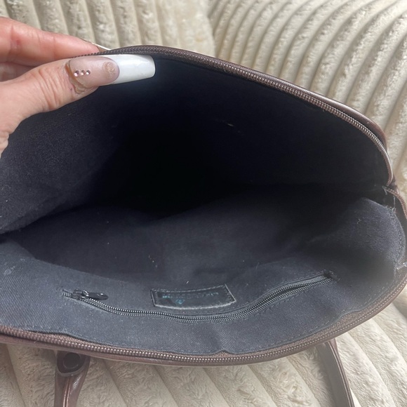 Liz Claiborne Brown Leather Dome Satchel Shoulder Bag - Picture 8 of 9